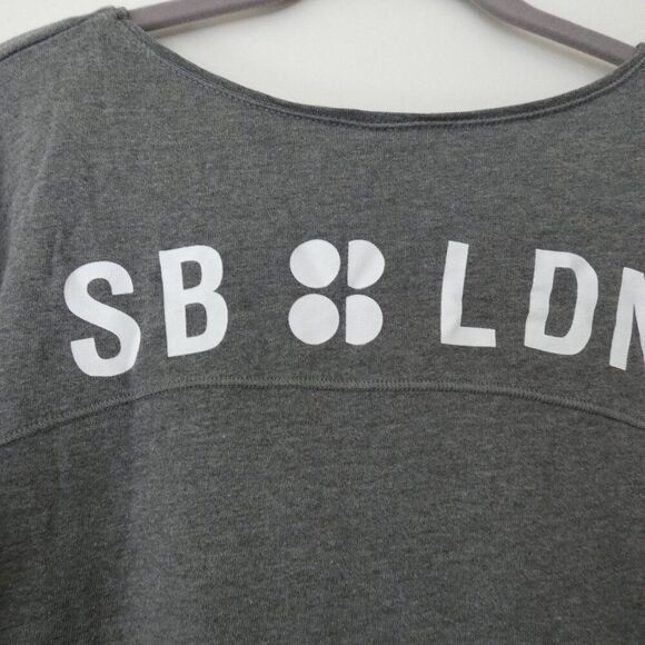 Sweaty Betty Gray Long Sleeve Top Colorful Striped Sleeves‎ size S - Picture 6 of 7